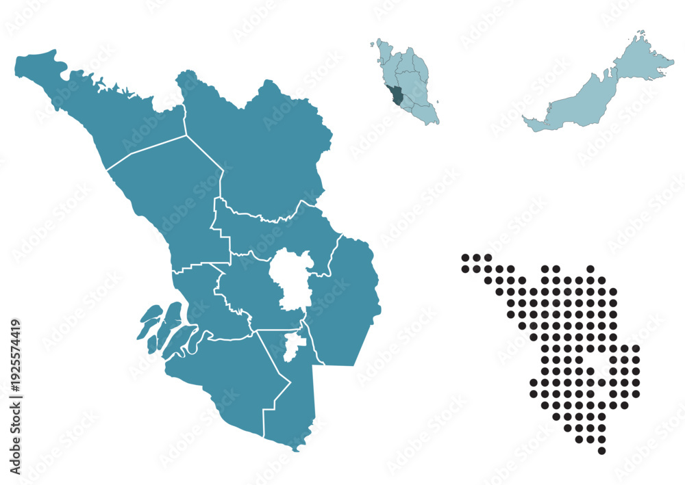 Obraz premium Set maps of Selangor state