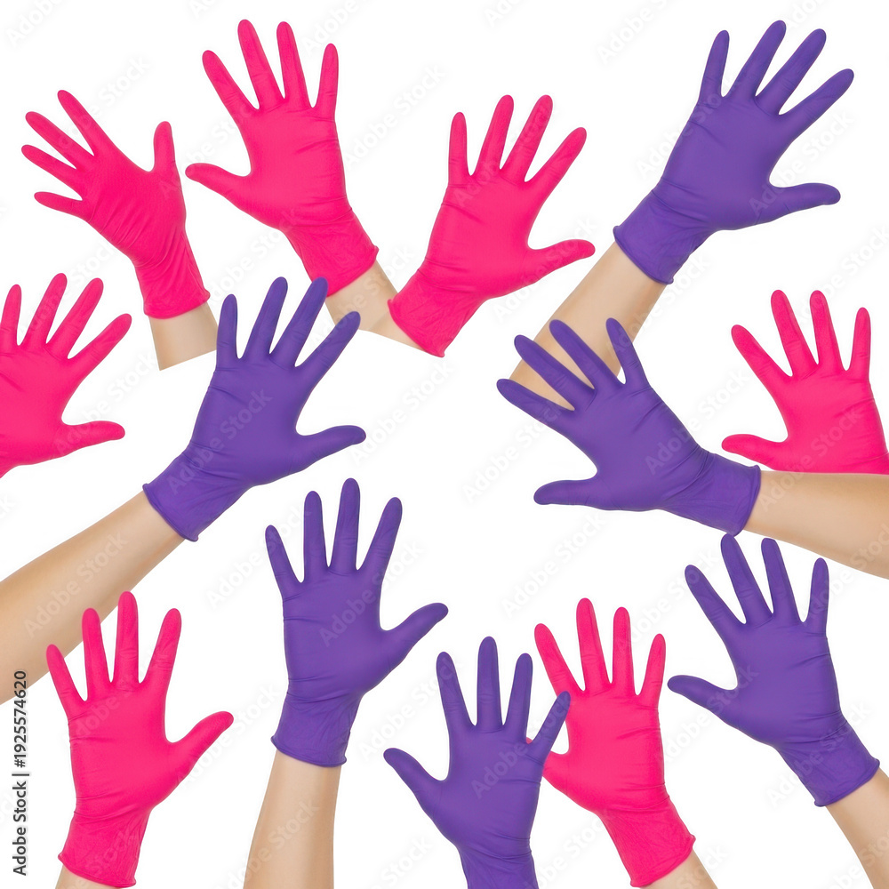 Fototapeta premium Diverse group of hands reaching out together in unity and cooperation.