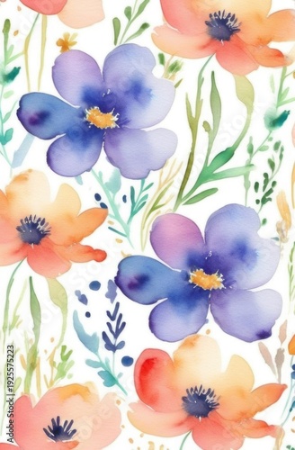 Watercolor pattern flowers