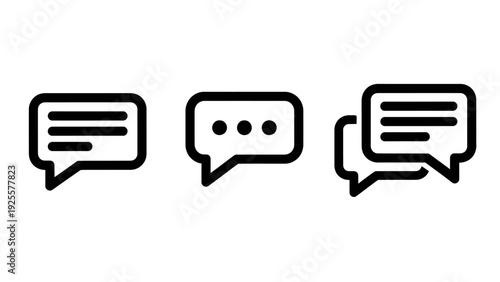 Modern Communication Chat Bubble Icons: Text Messages, Typing Indicator, and Multiple Conversations for Digital Messaging