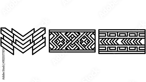 Abstract Geometric Pattern Icons: Interlocking Shapes and Repeating Designs for Modern Backgrounds and Textile Art