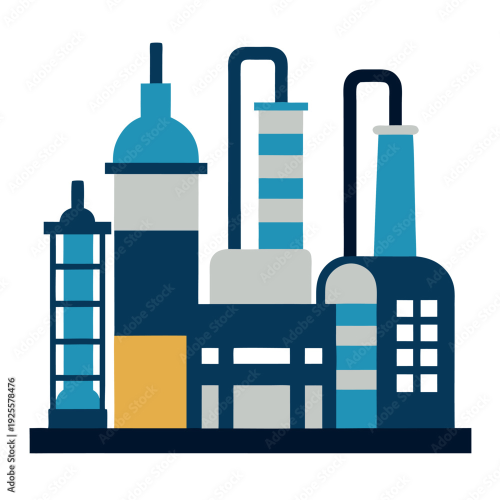 Fototapeta premium An industrial chemical plant icon with distillation 