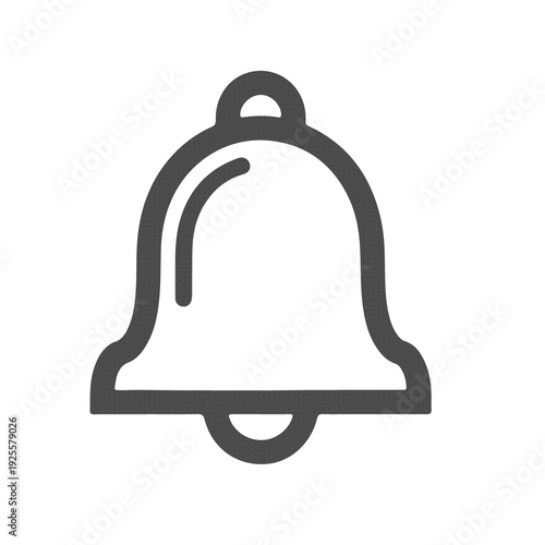 Notification Bell Alert Icon in Minimal Flat Gray Style Isolated on White Background