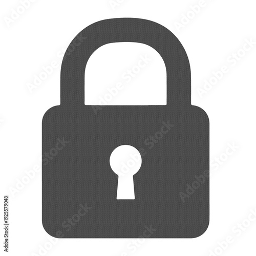 Padlock Secure Protection Icon in Minimal Flat Gray Style Isolated on White Background