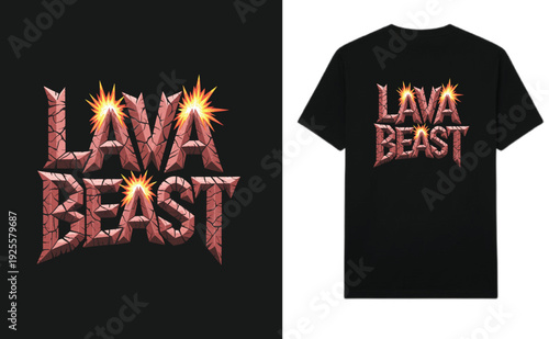LAVA BEAST Volcanic Typography T-shirt Design