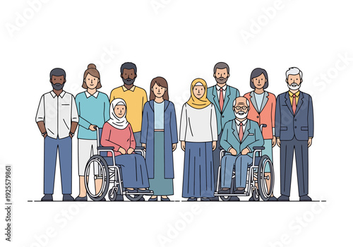 Diverse Group People Different Backgrounds Ages Genders Abilities Standing Together In Inclusive Community Representation
