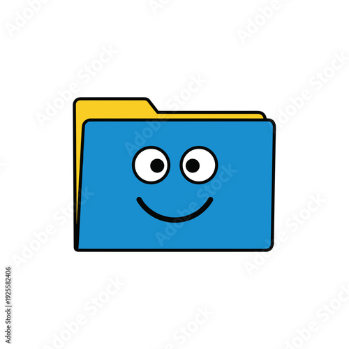 Wallpaper Mural Cartoon smiling folder with blue and yellow design   Torontodigital.ca