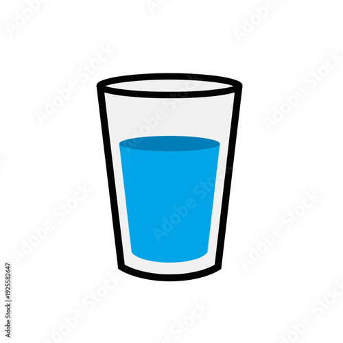 Glass of water filled with blue liquid on white background  