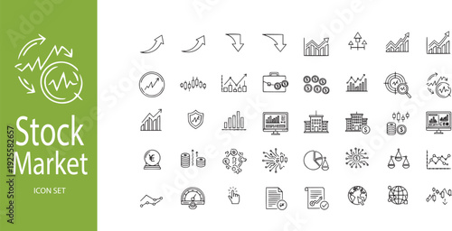 Trading Signal and Stock Market Candlestick Chart Icon Set - Financial Analysis and Investment Growth Symbols
