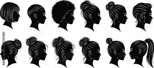 Large Black Tree Silhouette Collection Featuring Deciduous Coniferous Palm and Cypress Vector Isolated Icons Set for Landscape Design Architecture Graphics and Nature Illustration Projects