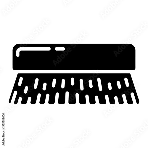 Scrub brush icon, black silhouette cleaning tool graphic element