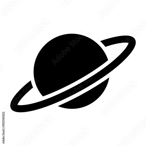 Planet with rings icon black silhouette graphic for space and astronomy