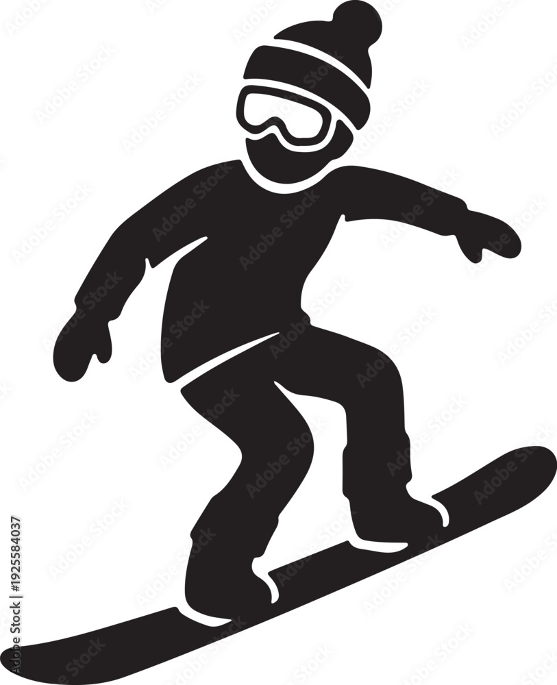 Fototapeta premium Snowboarding Action Figure Clipart for Extreme Sports and Mountain Resort Graphics