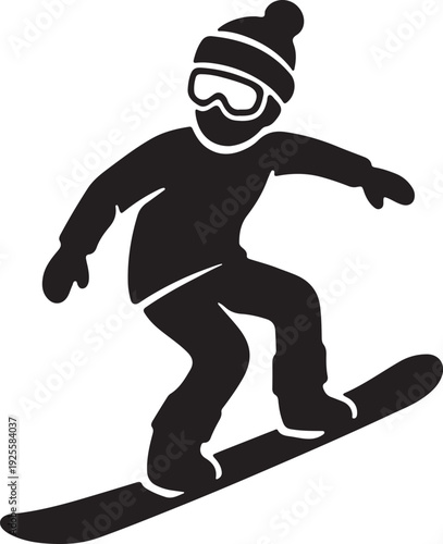 Snowboarding Action Figure Clipart for Extreme Sports and Mountain Resort Graphics
