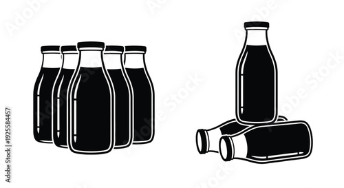 Arrangement of glass bottles in a bold graphic silhouette