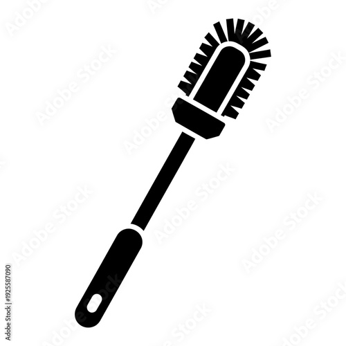 Toilet brush icon black silhouette for bathroom cleaning and household maintenance
