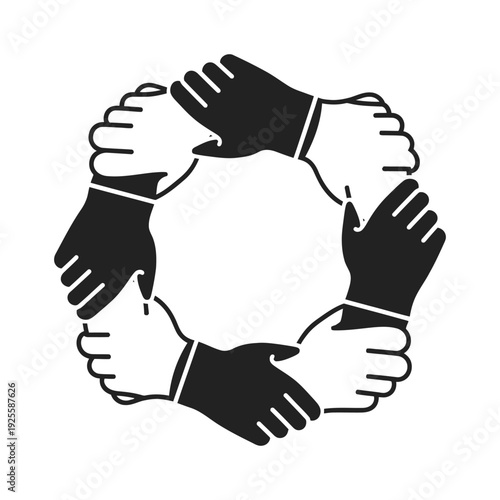 Diverse hands joining in unity and partnership
