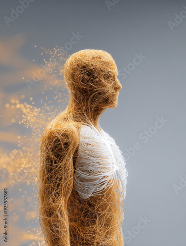 Human anatomy medical art hybrid visualization chest lung respiratory system side view science health anatomy detailed artistic conceptual digital