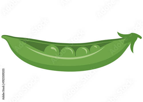 Illustration of a green pea pod with three peas inside.