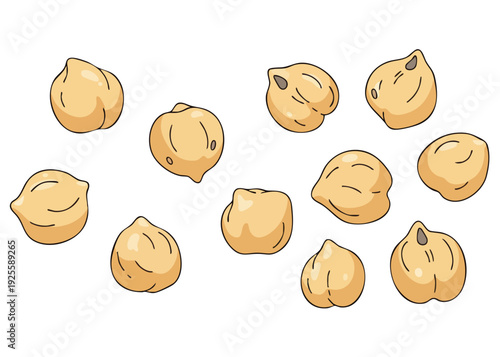 Collection of cartoon-style potatoes on a white background.