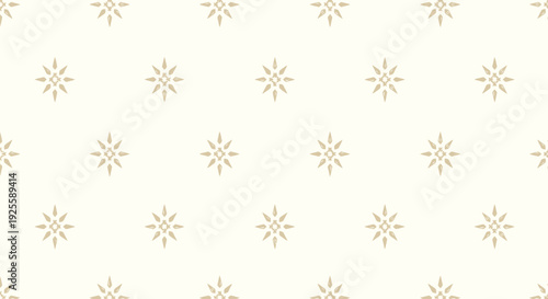 Cream-colored background with a repeating pattern of beige floral star motifs, evenly spaced, conveying a classic and elegant tone.
