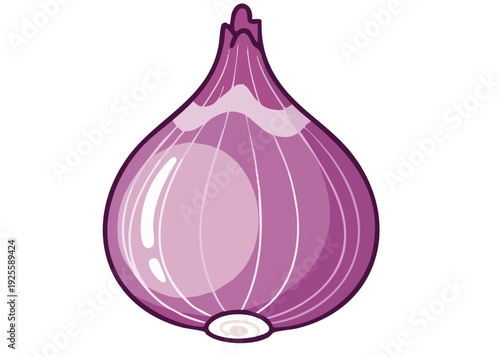 A cartoon illustration of a red onion with a glossy finish.