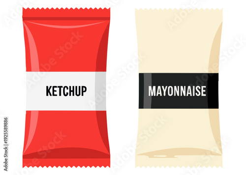 Ketchup and Mayonnaise Packets for Fast Food.