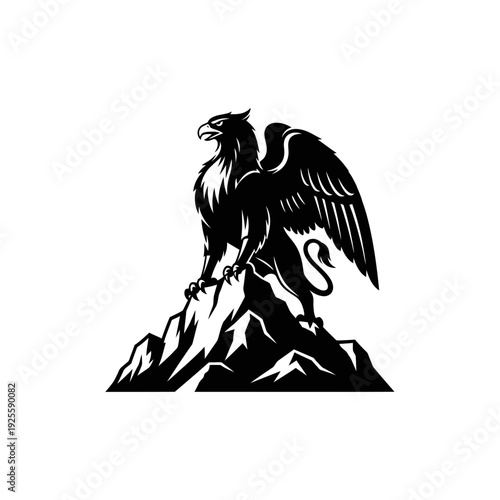 A wild eagle head mascot vector illustration featuring a black silhouette wing design for a powerful animal tattoo or nature logo art
