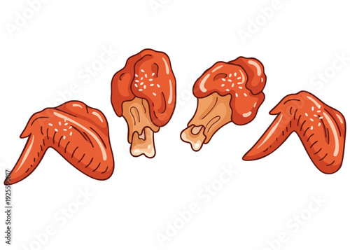 Illustration of chicken wings on a white background.