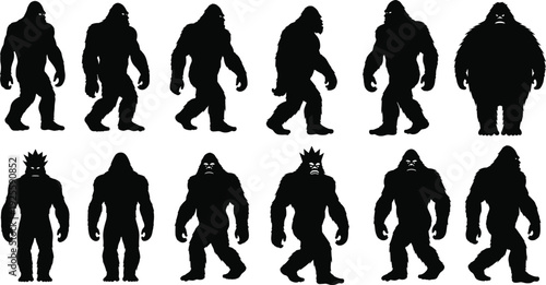 Black silhouette collection of various legendary 