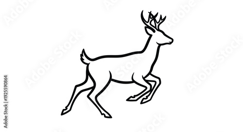 A black outline of a running deer with impressive antlers silhouette