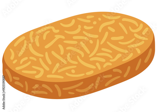 A cartoon illustration of a round orange cookie or biscuit.