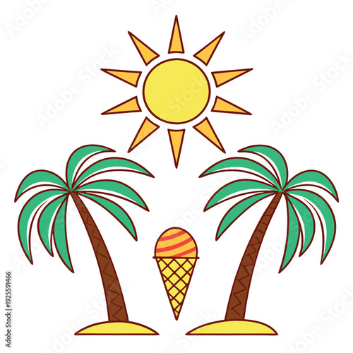 A scorching hot day under the summer sun illustration 