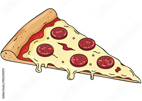 A delicious slice of pepperoni pizza with melted cheese and tomato sauce.