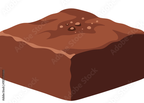 Brown 3D illustration of a soil or clay block with crater.