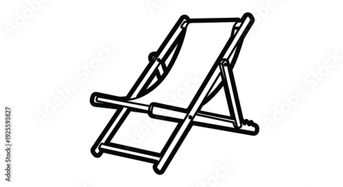 Simple black and white illustration of a beach chair silhouette