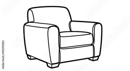 Simple line drawing of a comfortable armchair a black outline silhouette