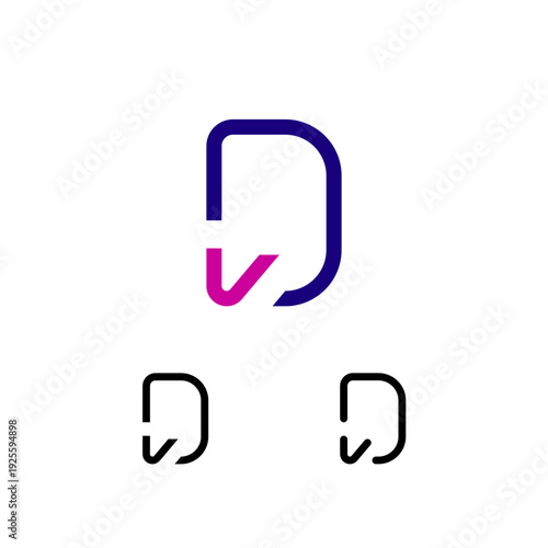 Letter D, alphabet logo font, including set of three different set letters, vector illustration 10EPS