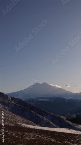 View of Elbrus. Beautiful mountain landscape. Vertical video