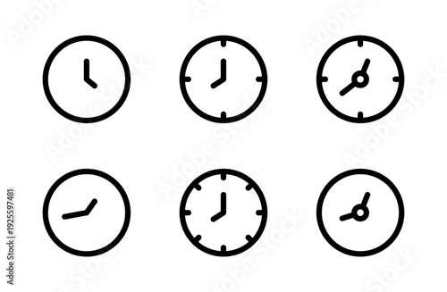 Modern Wall Clock icon set, clean timekeeping and clock icons for home, office, and productivity