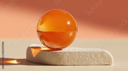 Wallpaper Mural Caramel sphere on plaster shelf with golden sun reflection Torontodigital.ca