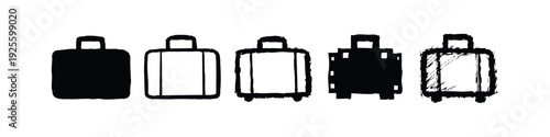 Hand Drawn Luggage and Suitcase Icons Set in Various Styles for Travel and Vacation Concepts