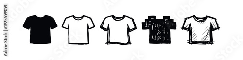Hand Drawn T-Shirt Design Elements and Apparel Icons Collection for Fashion and Garment Concepts