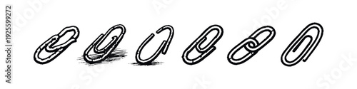 Artistic Sketchy Paperclip Icons, Featuring Linked and Broken Elements for Connection Concepts
