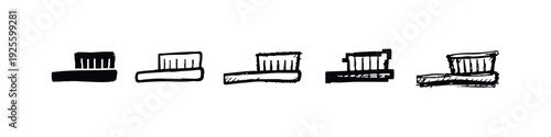 Hand-Drawn Abstract Brush or Chair Back Icon Set in Various Sketch Styles