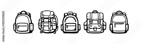 Collection of Various Backpack Styles - Travel, School, and Hiking Bag Icons.