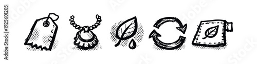 Hand-drawn Eco-Friendly Accessories and Sustainable Lifestyle Icons