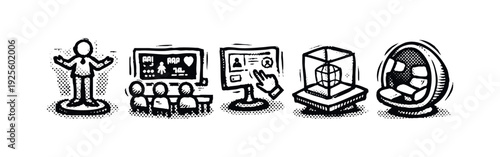 Interactive Presentation, VR, and Augmented Reality Doodle Icons for Future Learning and Displays