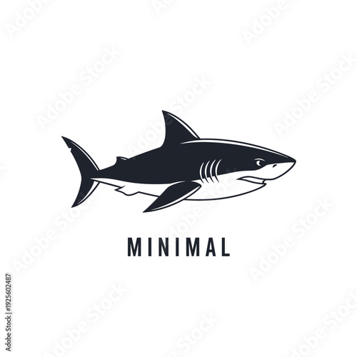 Cartoon shark fin emerging from the water surface with a simple illustration style