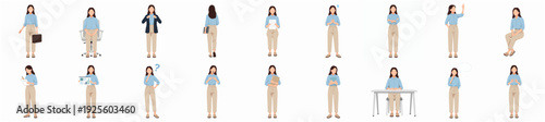 Simple Flat Style Diverse Woman in Various Poses Business Presentation
